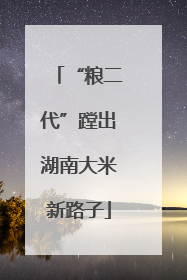 “粮二代”蹚出湖南大米新路子