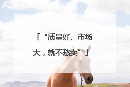 “质量好、市场大，就不愁卖”