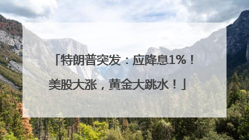 特朗普突发：应降息1%！美股大涨，黄金大跳水！