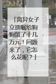 离异女子立遗嘱给狗狗留了十几万元！问题来了，它怎么花呢？