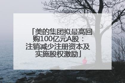 美的集团拟最高回购100亿元A股：注销减少注册资本及实施股权激励