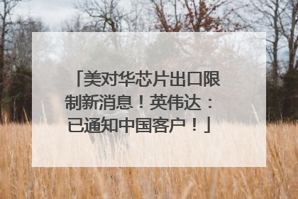 美对华芯片出口限制新消息！英伟达：已通知中国客户！