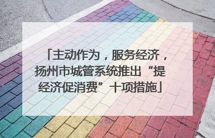 主动作为，服务经济，扬州市城管系统推出“提经济促消费”十项措施