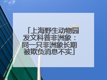 上海野生动物园发文科普非洲象：同一只非洲象长期被欺负消息不实