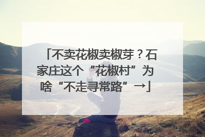 不卖花椒卖椒芽？石家庄这个“花椒村”为啥“不走寻常路”→