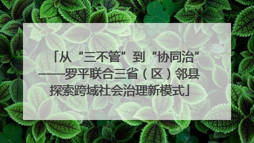 从“三不管”到“协同治”——罗平联合三省（区）邻县探索跨域社会治理新模式
