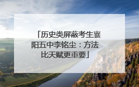 历史类屏蔽考生襄阳五中李铭尘：方法比天赋更重要