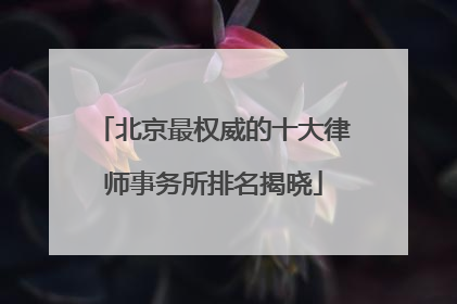 北京最权威的十大律师事务所排名揭晓