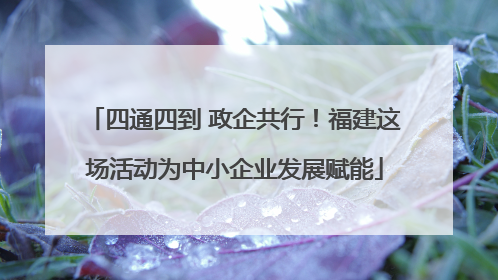 四通四到 政企共行！福建这场活动为中小企业发展赋能