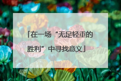 在一场“无足轻重的胜利”中寻找意义