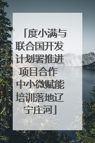 度小满与联合国开发计划署推进项目合作 中小微赋能培训落地辽宁庄河