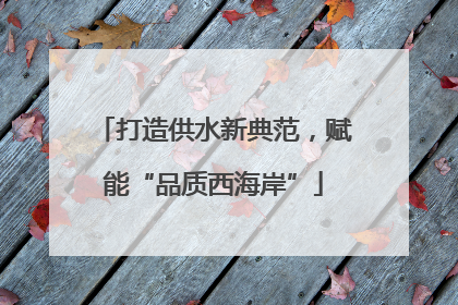打造供水新典范，赋能“品质西海岸”