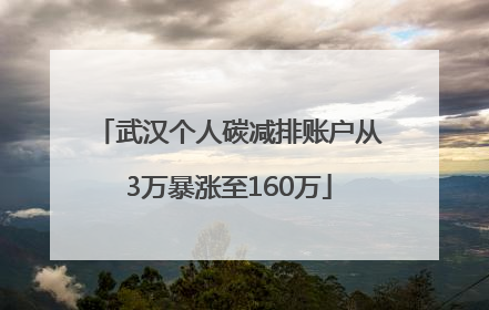 武汉个人碳减排账户从3万暴涨至160万
