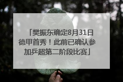 樊振东确定8月31日德甲首秀！此前已确认参加乒超第二阶段比赛
