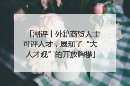 潮评丨外籍商贸人士可评人才，展现了“大人才观”的开放胸襟