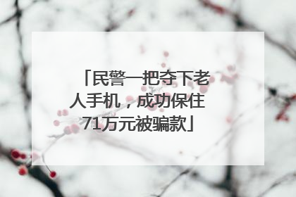 民警一把夺下老人手机，成功保住71万元被骗款