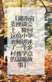 湖南省委座谈会上，隆回这位小学老师讲述了一个乡村教学点的温暖故事