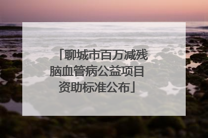 聊城市百万减残脑血管病公益项目资助标准公布