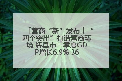 营商“新”发布丨“四个突出”打造营商环境 辉县市一季度GDP增长6.9% 36个重点项目落地