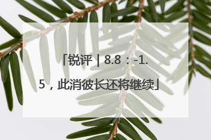锐评｜8.8：-1.5，此消彼长还将继续