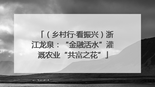 （乡村行·看振兴）浙江龙泉：“金融活水”灌溉农业“共富之花”