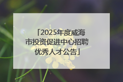 2025年度威海市投资促进中心招聘优秀人才公告